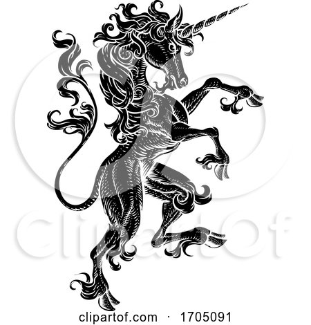 Unicorn Rearing Rampant Coat of Arms Crest Horse by AtStockIllustration