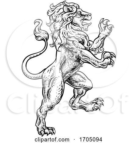 Lion Rearing Rampant Coat of Arms Heraldic Animal by AtStockIllustration