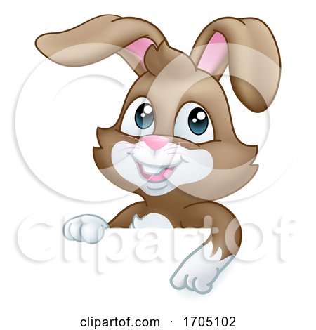 Easter Bunny Rabbit Cartoon Sign by AtStockIllustration