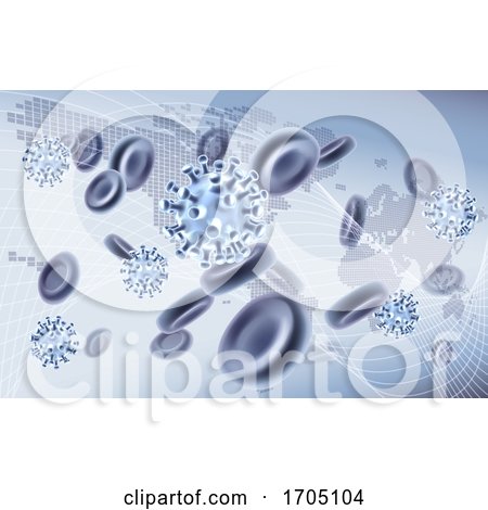 Virus Cells Viral Spread Pandemic Map Concept by AtStockIllustration
