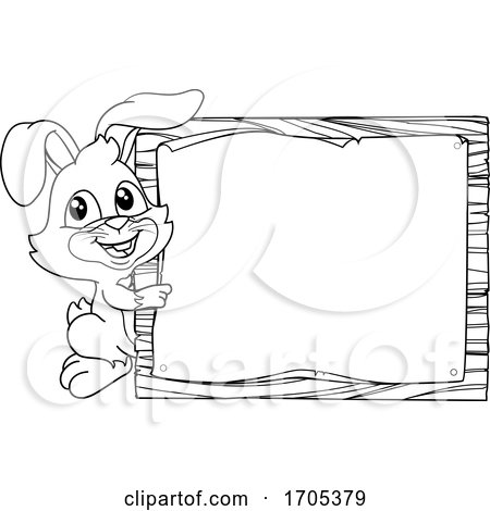 Easter Bunny Rabbit Sign Background Cartoon by AtStockIllustration