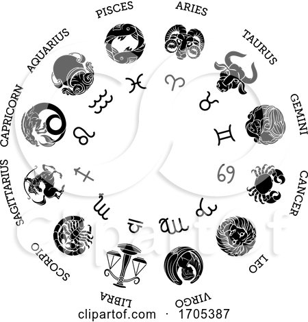 Astrological Zodiac Horoscope Star Signs Symbols by AtStockIllustration
