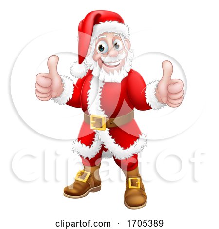Santa Claus Thumbs up Christmas Cartoon Character by AtStockIllustration