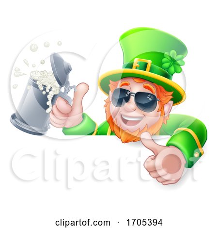 Leprechaun St Patricks Day Drink Shades Sign by AtStockIllustration