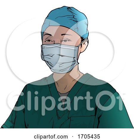 Doctor or Nurse in a Protective Face Mask by dero