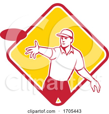 Disc Golf Player Throwing Mascot Diamond by patrimonio