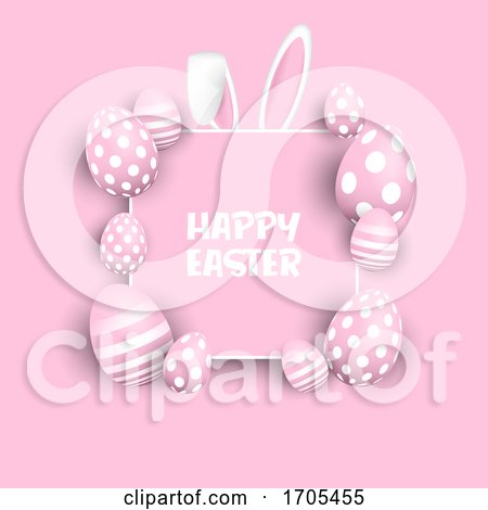 Cute Easter Background with Eggs and Bunny Ears by KJ Pargeter