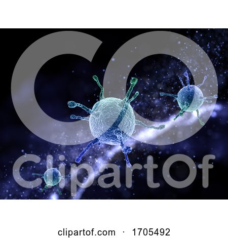 3D Medical Background with Abstract Virus Cells and Floating Particles by KJ Pargeter