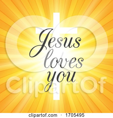 Jesus Loves You Background with Cross on Starburst Design by KJ Pargeter