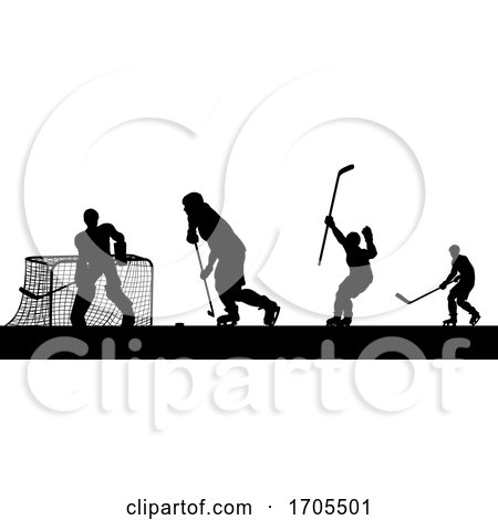 Ice Hockey Players Silhouette Match Game Scene by AtStockIllustration