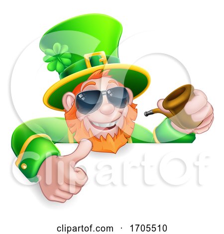 Leprechaun St Patricks Day Cartoon Sunglasses Sign by AtStockIllustration