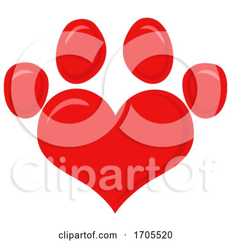 Heart Shaped Dog Paw Print by Hit Toon