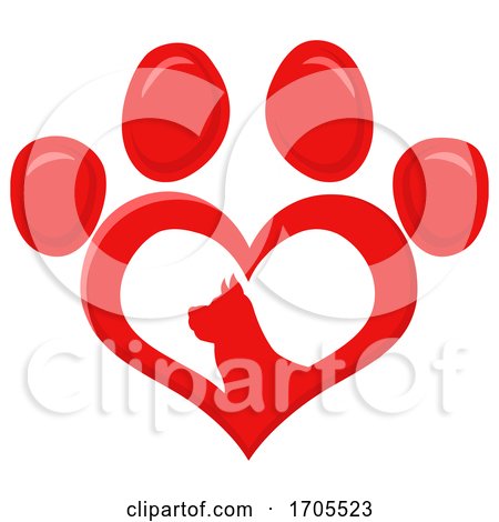 Heart Shaped Dog Paw Print by Hit Toon