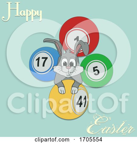 Hand Drawn Easter Bunny and Bingo Lottery Balls by elaineitalia