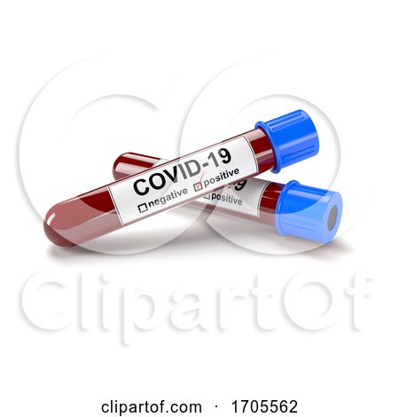 3D Illustration of Two Blood Test Tubes with Positive COVID 19 Tests by stockillustrations