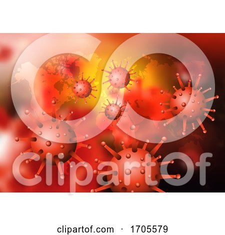 Abstract Virus Cells on a World Map Background by KJ Pargeter