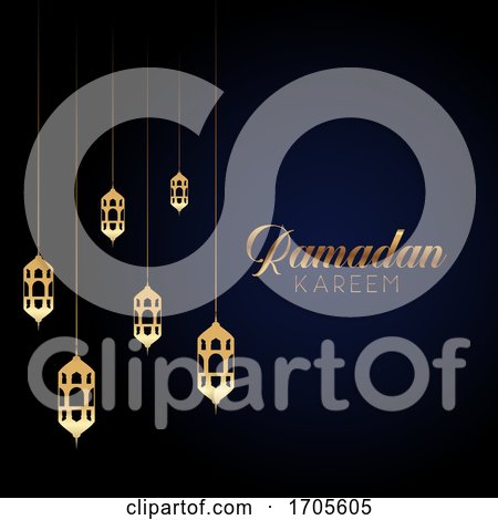 Ramadan Kareem Background with Hanging Lanterns by KJ Pargeter