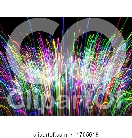 3D Modern Techno Background with Abstract Rainbow Coloured Fibres by KJ Pargeter