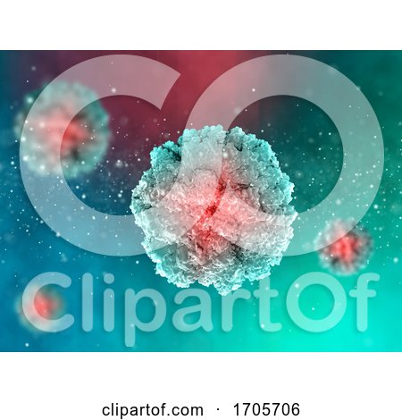 3D Medical Background with Abstract Virus Cells by KJ Pargeter