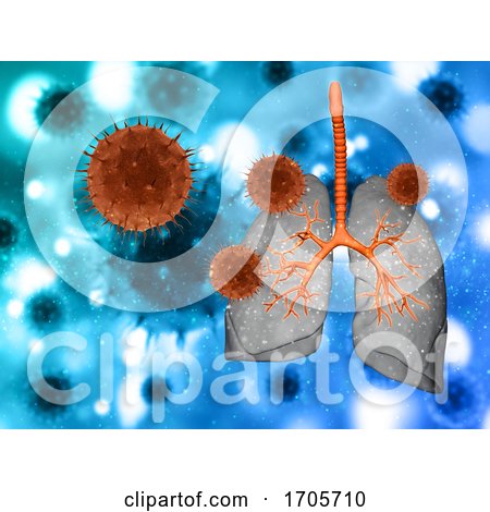 3D Medical Background with Abstract Virus Cells Attacking Lungs by KJ Pargeter