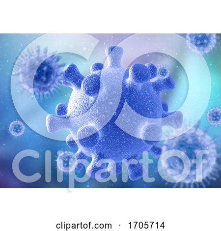 3D Medical Background with Close up of Virus Cell - Corona Virus by KJ Pargeter