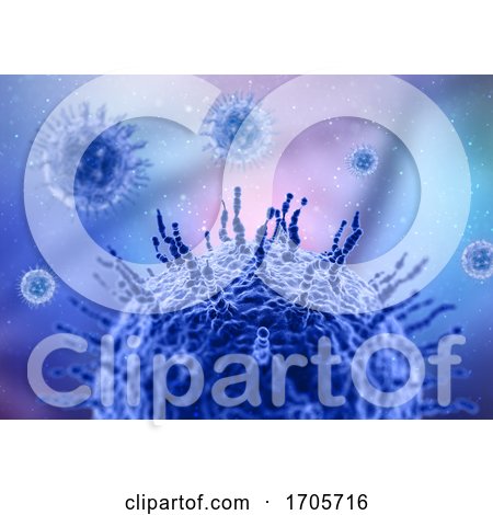 3D Medical Background with Close up of Virus Cell by KJ Pargeter