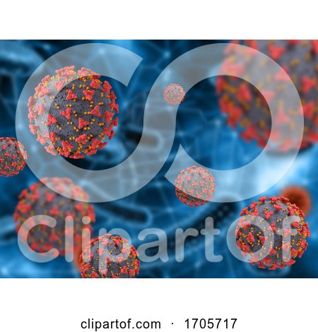 3D Medical Background with Corona Virus Cells by KJ Pargeter