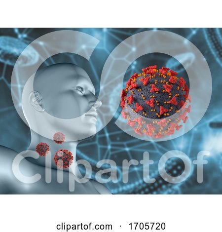 3D Medical Background with Male Figure and Detailed Corona Virus Cells by KJ Pargeter
