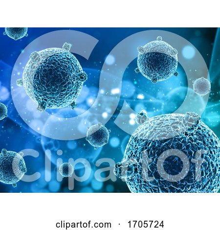 3D Medical Background with Virus Cells and Floating Particles by KJ Pargeter