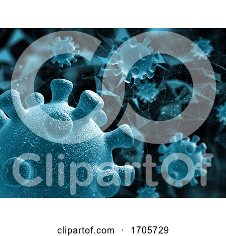 3D Abstract Medical Background with Close up of Virus Cells by KJ Pargeter