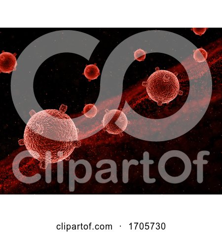 3D Abstract Medical Background with Virus Cells and Floating Particles by KJ Pargeter