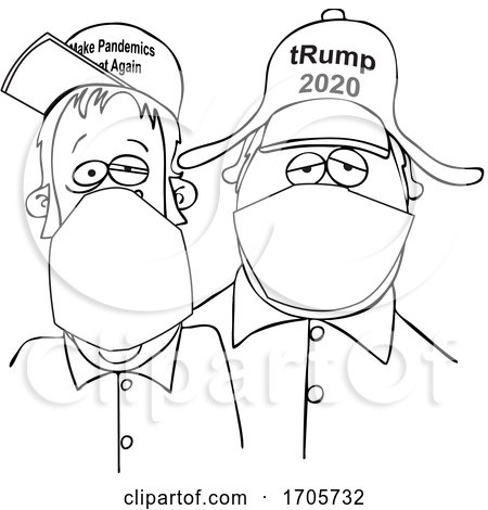 Cartoon Trump Supporters Wearing Face Masks by djart
