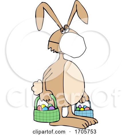 Cartoon Easter Bunny Wearing a Covid19 Mask by djart