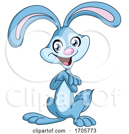 Cute Blue Bunny Rabbit with Folded Arms by yayayoyo