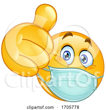 Yellow Emoji Cartoon Smiley Face Doctor Wearing a Surgical Mask and Giving a Thumb up by yayayoyo