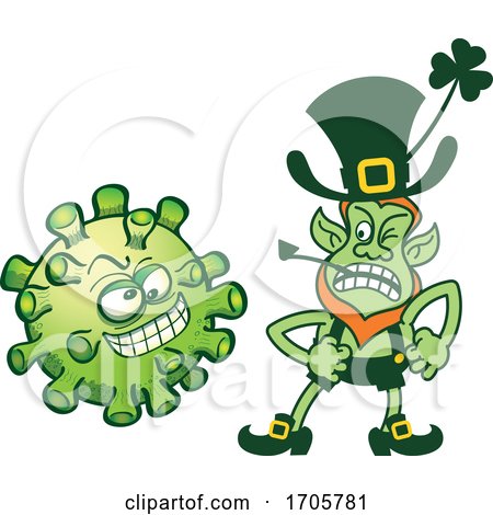 Cartoon Coronavirus and Angry Leprechaun by Zooco