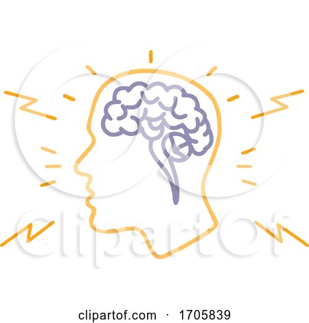 human head with brain neural activity by patrimonio
