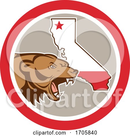 Bear with California State Map Circle Icon by patrimonio
