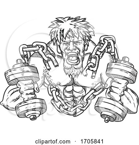 Buffed athlete dumbbell chains CLR DWG by patrimonio