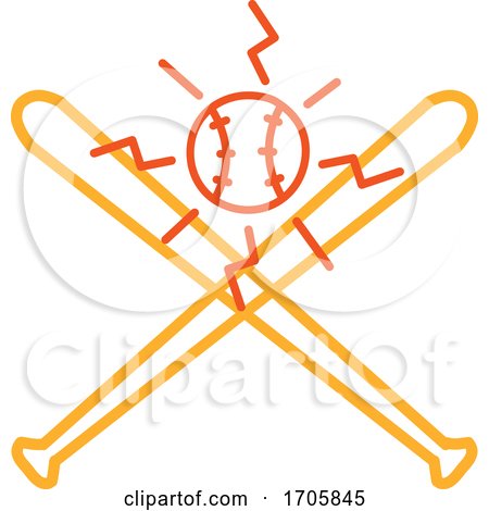 Crossed baseball bats ball MLINE by patrimonio