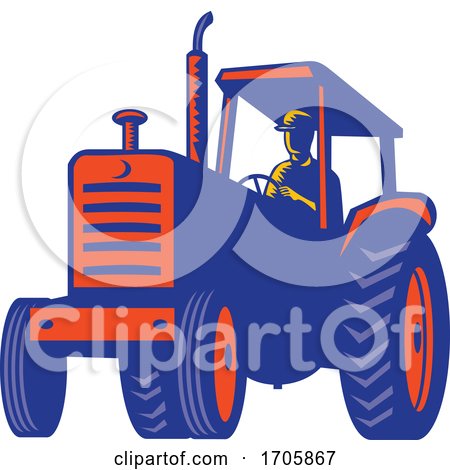 Vintage Farm Tractor Retro by patrimonio