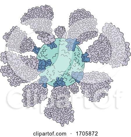 Coronavirus Cell Miscroscopic Line Drawing by patrimonio