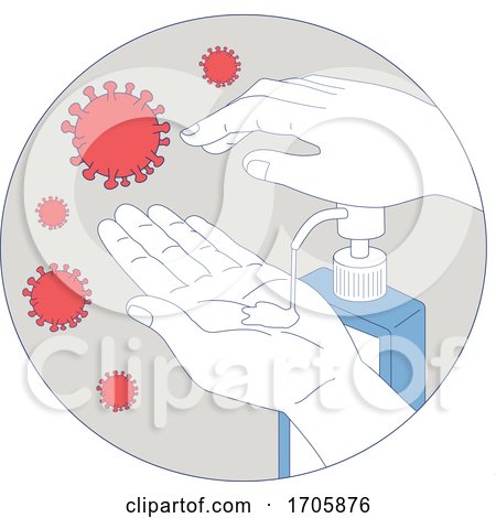 Coronavirus Hand Sanitizer Monoline Circle by patrimonio