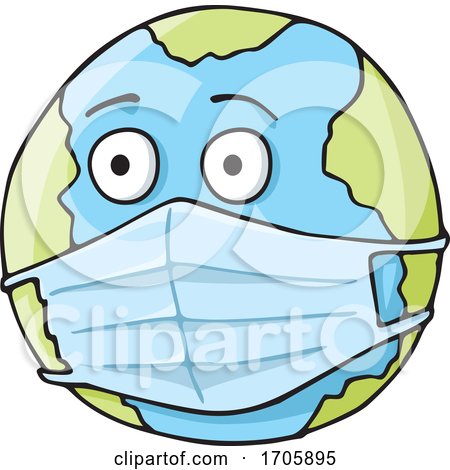 Coronavirus Covid 19 Planet Earth Wearing a Surgical Mask by Any Vector
