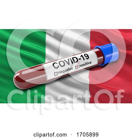 Flag of Italy with Positive Covid 19 Test Tube by stockillustrations