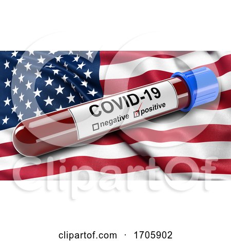Flag of the USA with Positive Covid 19 Test Tube by stockillustrations