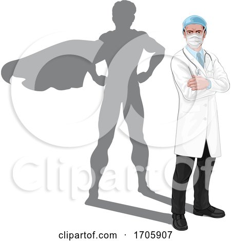 Superhero Shadow Super Hero Mask Doctor Concept by AtStockIllustration