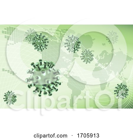 Virus Cells Viral Spread Pandemic Map Concept by AtStockIllustration