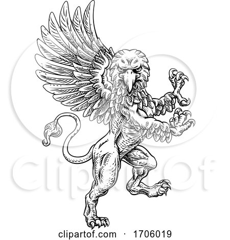 Griffon Rampant Griffin Coat of Arms Crest Mascot by AtStockIllustration