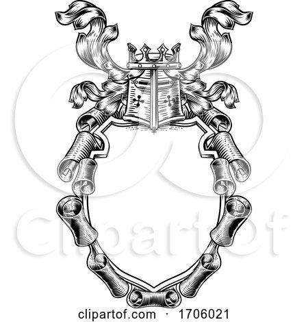 Scroll Shield Crest Royal Coat of Arms by AtStockIllustration